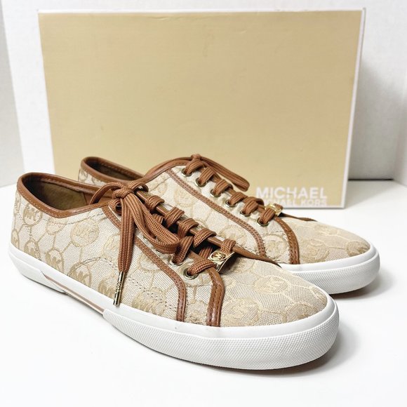 New MICHAEL Kors Women's Monogram Mocha Size 9 M Tan and Brown - Picture 11 of 15